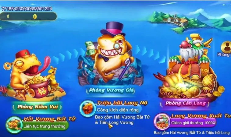 Các phòng chơi trong game Bắn Cá Royal Fishing Tại Blue88