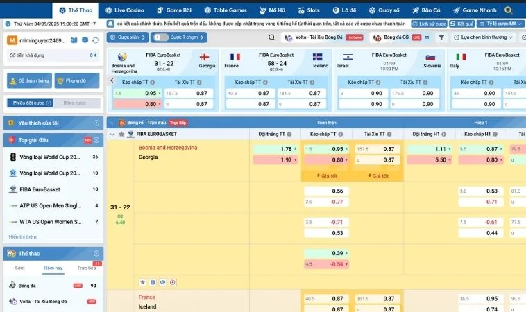 Chiến Thuật Tìm Hiểu Cá Cược Bóng Rổ Blue88 An Toàn Lợi Nhuận Cao 2 Các tỷ lệ kèo cá cược bóng rổ Blue88