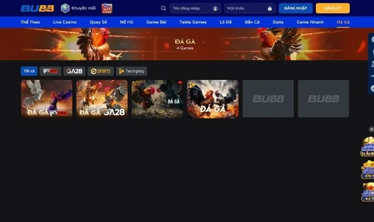 Sảnh đá gà Blue88 thiết kế giao diện đẹp, chuyên nghiệp