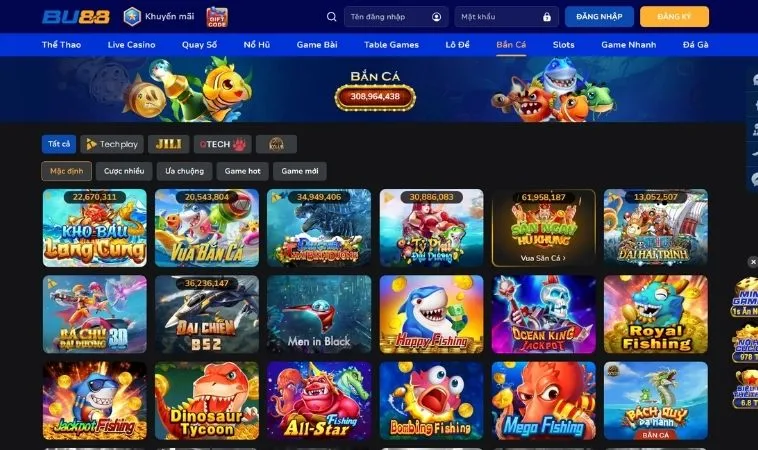 Đa dạng các trò chơi săn cá hấp dẫn tại sảnh bắn cá Blue88