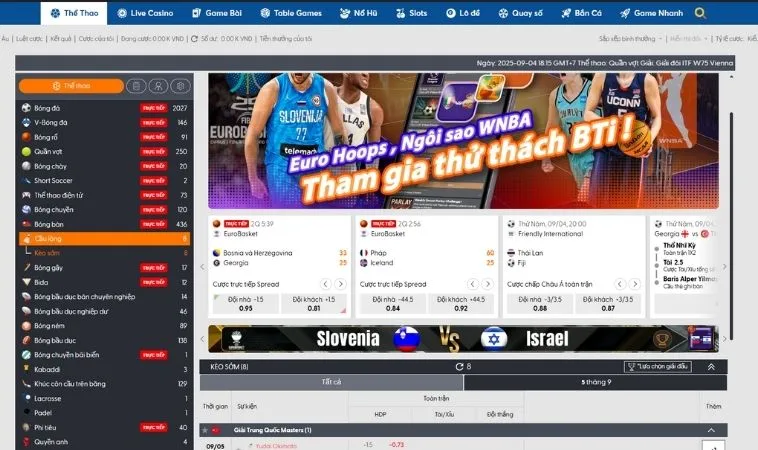 Hướng Dẫn Cách Chơi Cá Cược Cầu Lông Tại Blue88 Chuẩn Xác Nhất 2 Giao diện cá cược Cầu Lông Tại Blue88