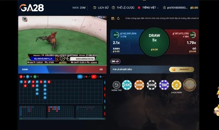 Cách Chơi Đá Gà GA28 Tại Blue88 Kịch Tính Đỉnh Cao 2 Các cửa cược tại sảnh Đá Gà GA28 Tại Blue88