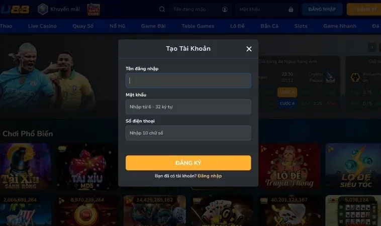 Hướng Dẫn Thao Tác Đăng Ký Blue88 Nhanh Chóng Nhận Ngay Ưu Đãi Khủng 2 Biểu mẫu đăng ký Blue88